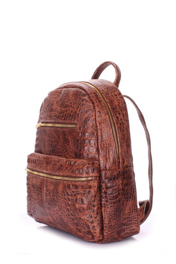 Рюкзак POOLPARTY mini-bckpck-leather-croco-brown