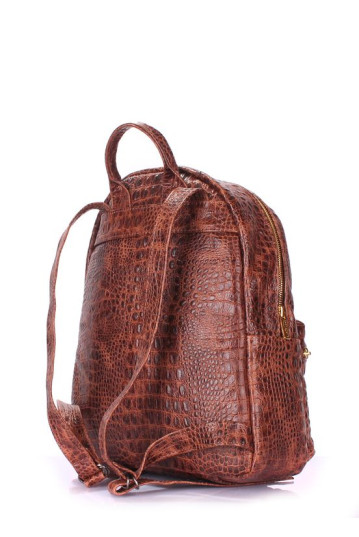 Рюкзак POOLPARTY mini-bckpck-leather-croco-brown