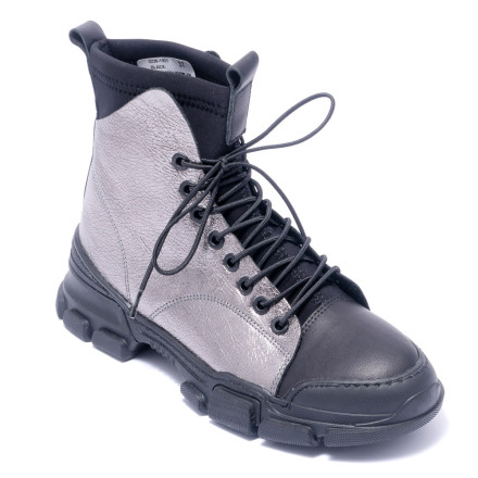 Черевики жіночі Welfare 0226-1921 BLACK PLATINUM LEATHER SYH TBN