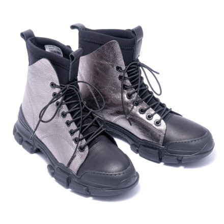 Черевики жіночі Welfare 0226-1921 BLACK PLATINUM LEATHER SYH TBN