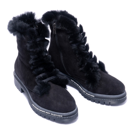 Черевики жіночі Welfare 0413-20116 KRK BLACK SUEDE ICE TBN