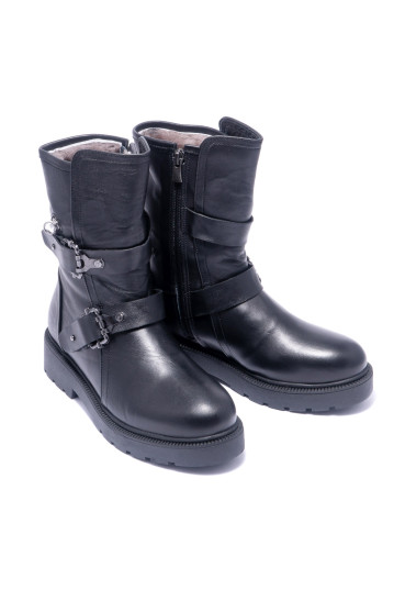 Ботинки женские Welfare 0445-201985 KRK 01 BLACK LEATHER