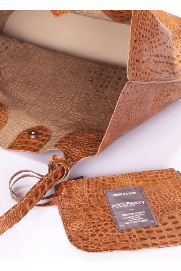 Сумка женская POOLPARTY amphibia-croco-beige