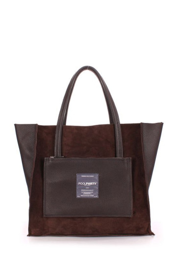 Жіноча сумка POOLPARTY soho-insideout-brown-velour