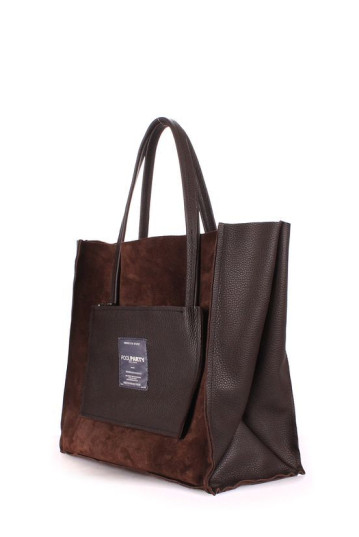 Жіноча сумка POOLPARTY soho-insideout-brown-velour