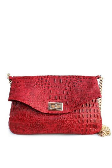 Жіноча сумка POOLPARTY poolparty-red-crocodile-clutch
