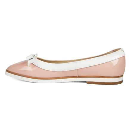 Балетки жіночі Casual 767 розовый лак+белая окантовка-161