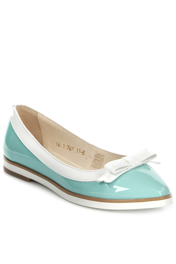 Балетки жіночі Casual 767 мята лак+белая окантовка-161